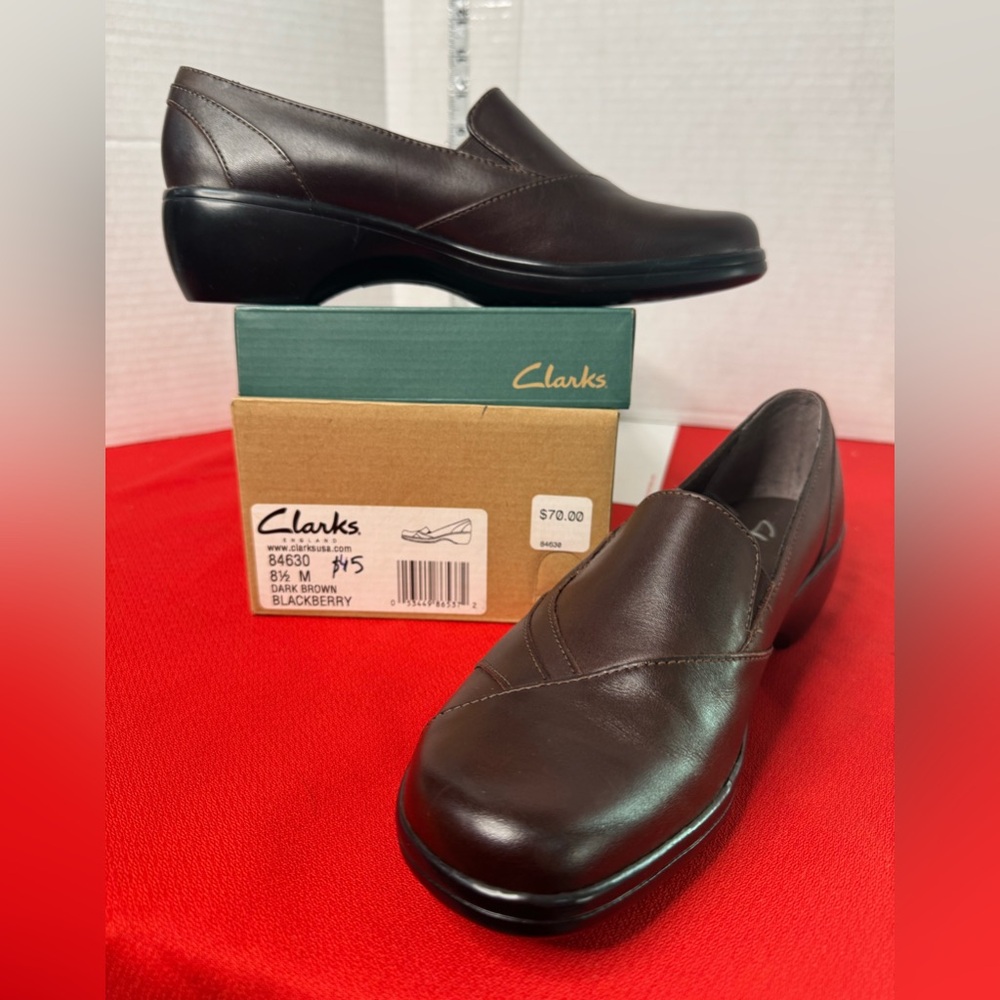 Clark’s slip on 1.5” heels dark brown blackberry 84630 org $70